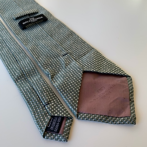 BALENCIAGA GREEN PATTERN MENS TIE - Picture 5 of 6